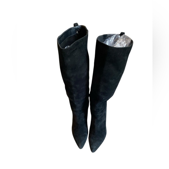 SAM EDELMAN BLACK SUEDE KNEE HIGH STILETTO POINTY TOE 7.5 - Picture 2 of 8